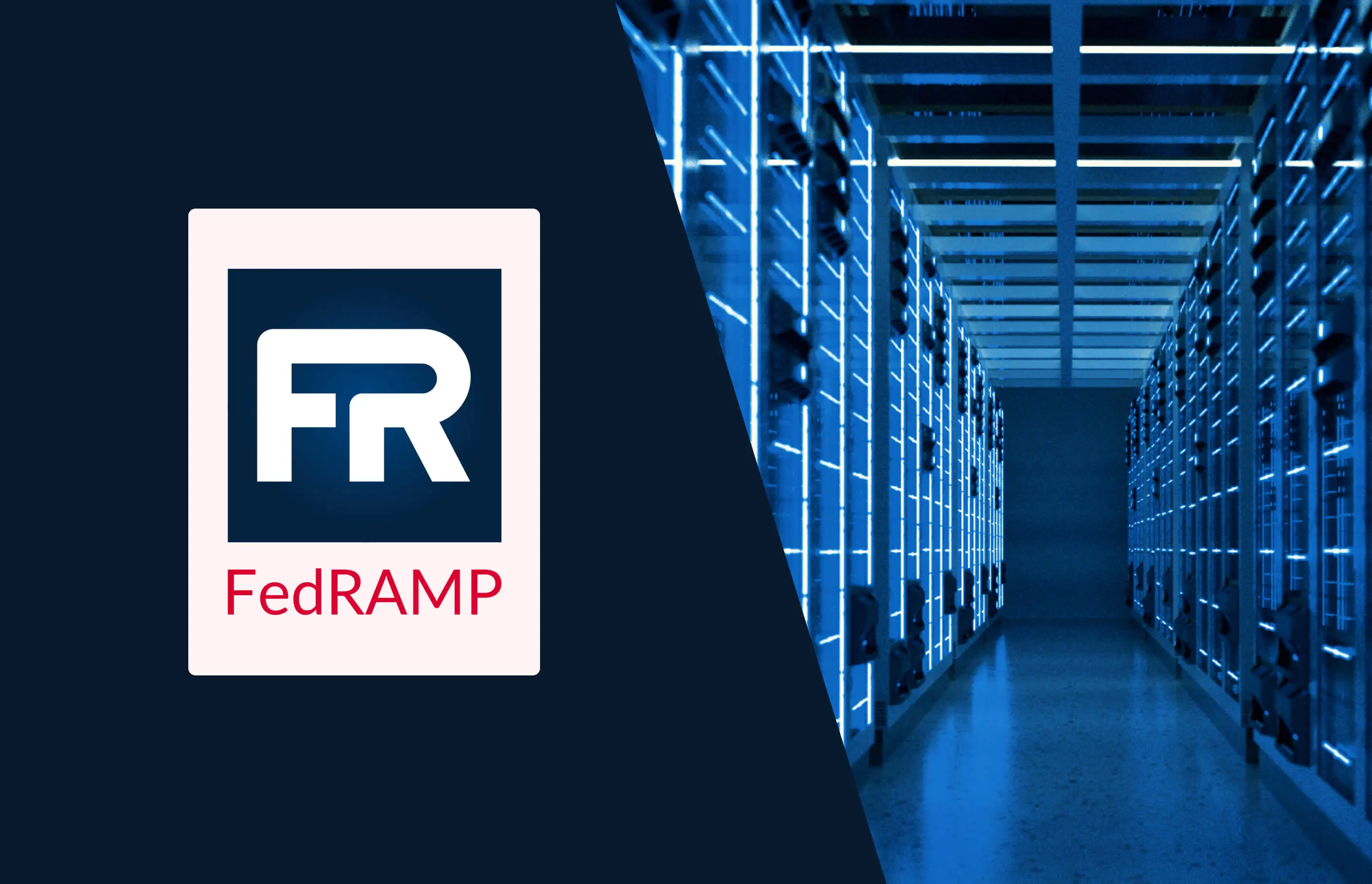 FedRAMP certification symbol next to an image of a server room