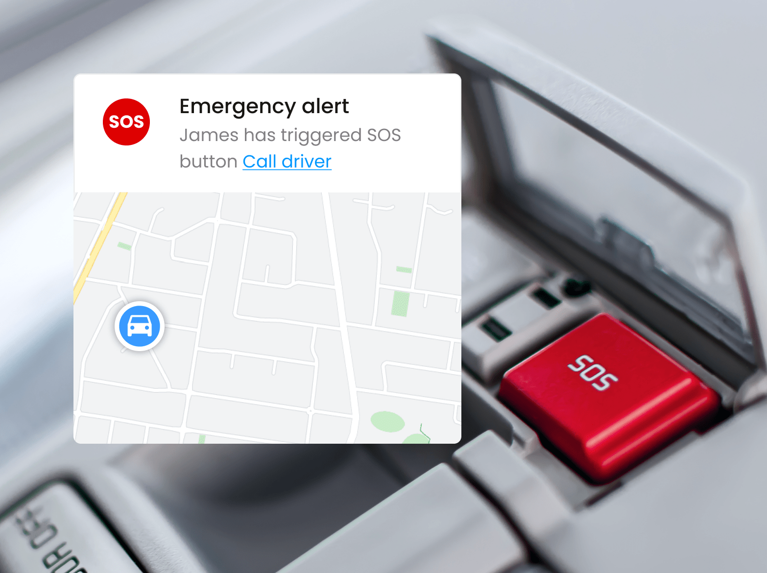 Picture showcasing an SOS alert on Inseego's fleet management software.
